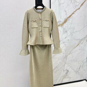 Self-Portrait New Gold Knit Dress